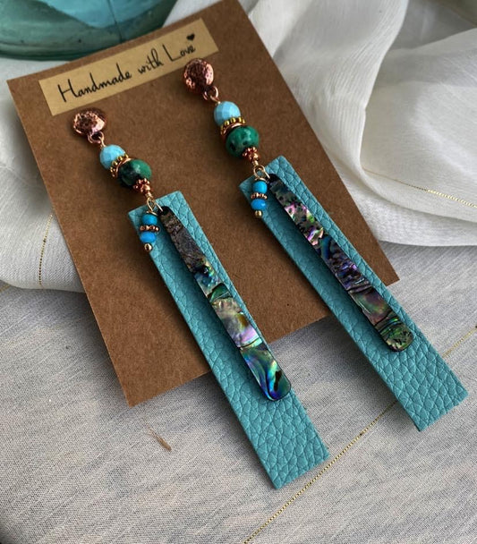 Abalone and Leather Earrings