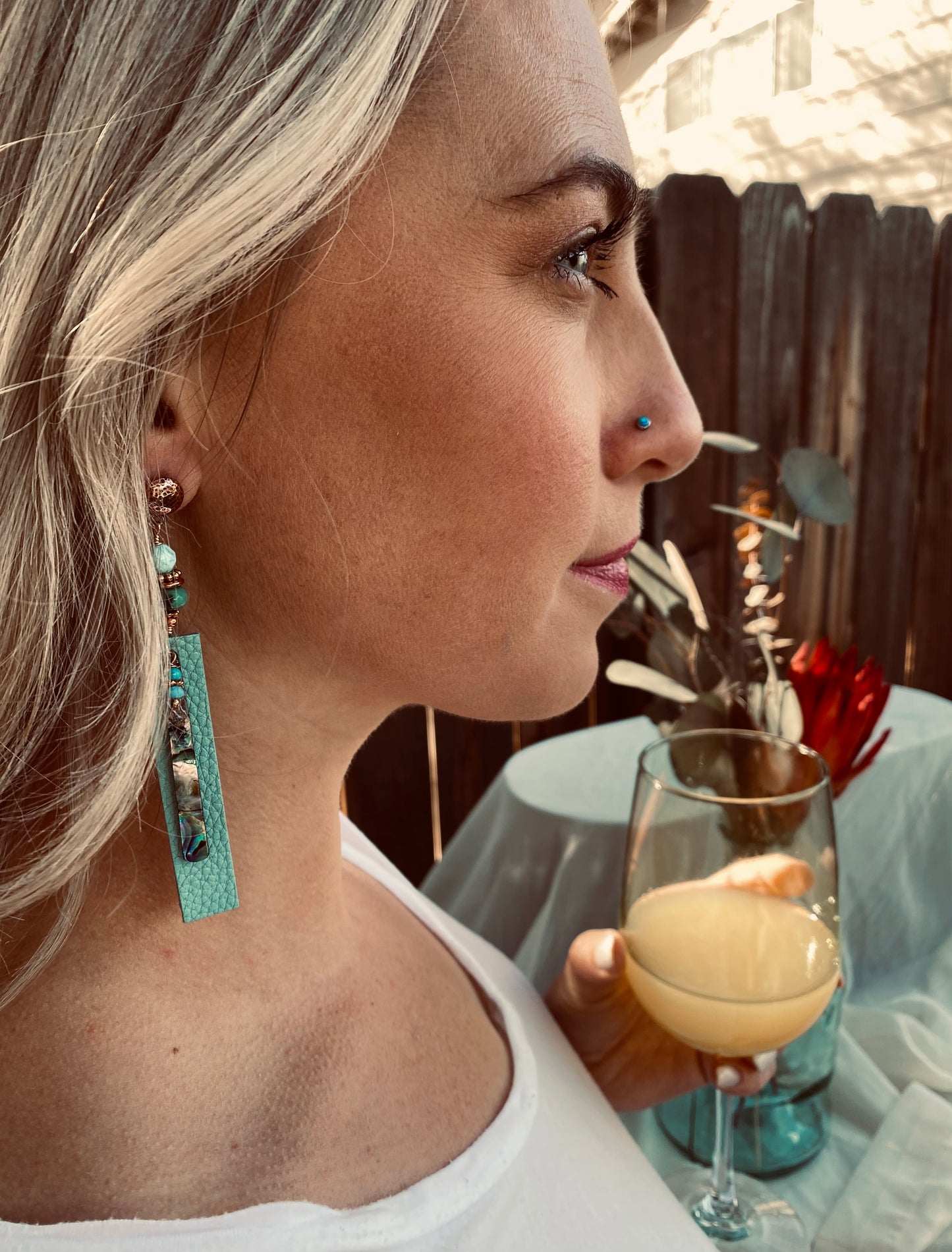 Abalone and Leather Earrings